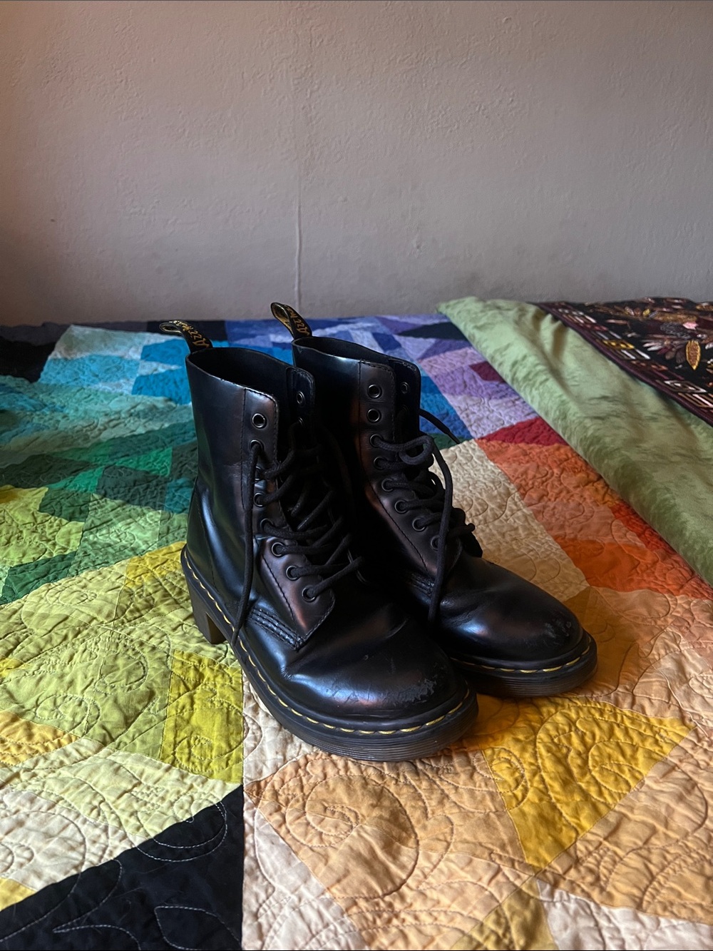Dr. Martens Black Vegan Leather 8-Eye Lace-Up Boots